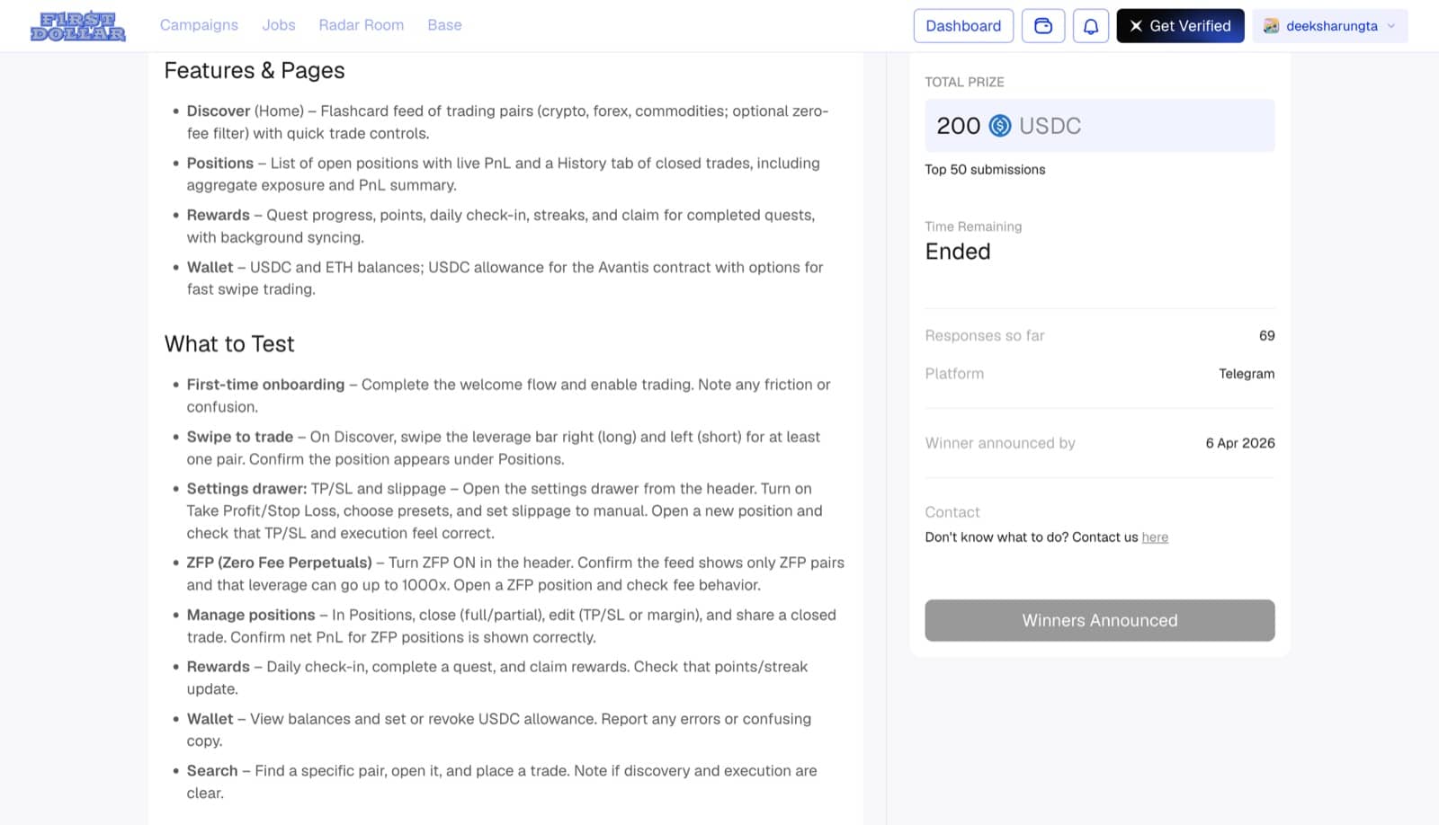 A Radar Room brief with the features and pages to cover and exactly what to test