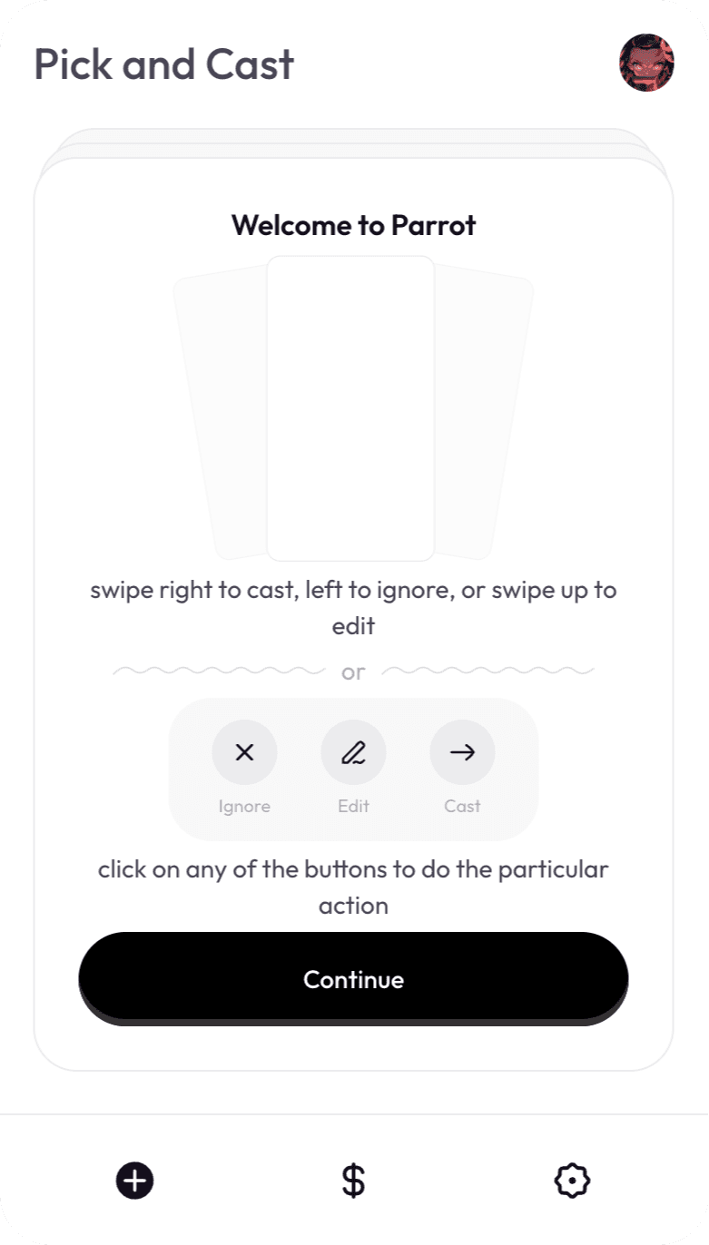 Parrot — swipe tutorial