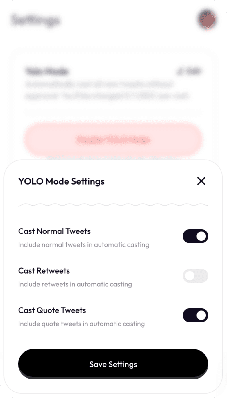 Parrot — YOLO settings modal